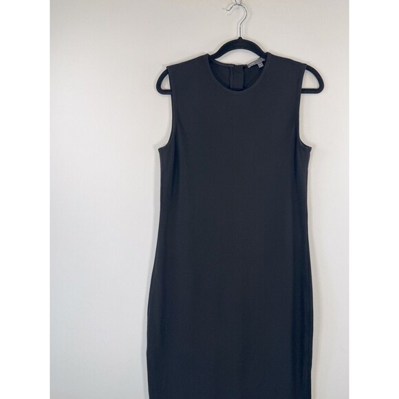 Vince Womens Dress Black Sheath Midi Sleeveless Knit Zip Back Stretch Large - Picture 4 of 10